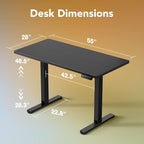 HUANUO 55 x 28 inch Electric Standing Desk Adjustable Height, 4 Memory Height - Image 3