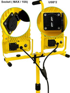 25000 Lumen Work Lights with Stand, Dual Head LED Work Light with USB & Socket - Image 4
