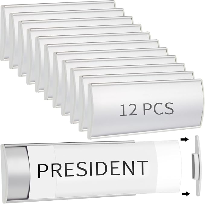 Therwen 12 Pcs Aluminum Office Name Plate Holder by Therwen