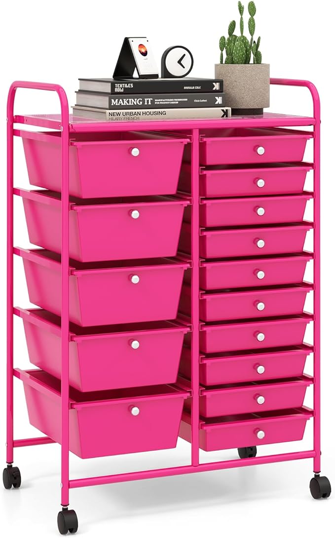 LDAILY 15 Drawer Rolling Storage Cart, Rolling Cart by LDAILY