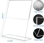 EHWINE 6 Pack 4 x 6 Acrylic Sign Holder, Vertical Slanted Back Paper Holder - Image 3