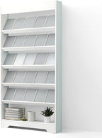 LHIUGE 6-Layer Brochure Display Rack, Freestanding Wooden Magazine Rack by LHIUGE