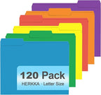 File Folder, HERKKA 120 Pack 1/3 Cut Tab File Folders, Colored File Folders by HERKKA