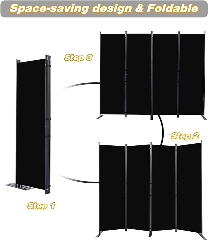 CHOSENM Room Divider, 4 Panel Folding Privacy Screens - Image 5