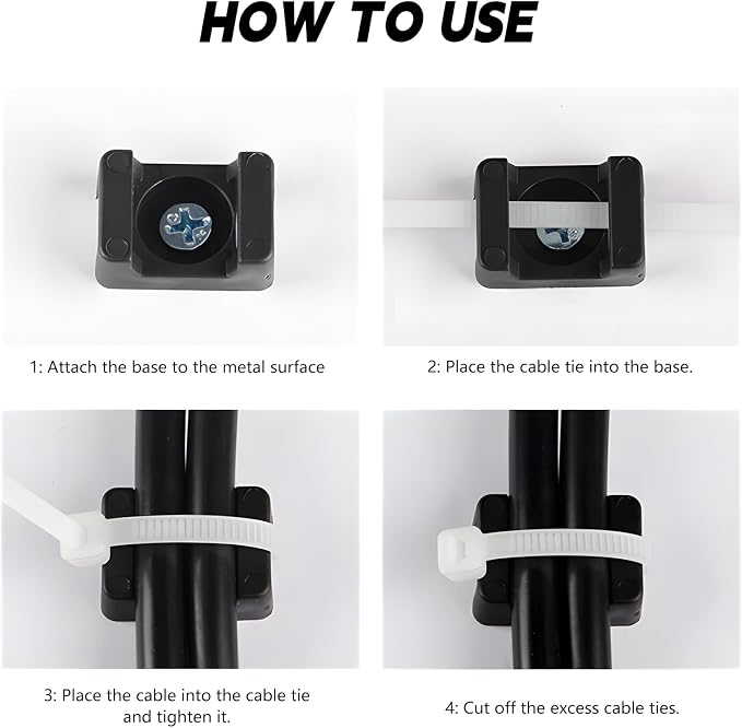 20Pcs Magnetic Zip Tie Mount and 100 Nylon Cable Ties, Magnetic Cable Clips - Image 5