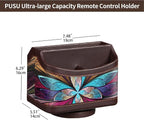 PUSU 360°Rotatable Remote Control Holder, PU Leather TV Remote Holder Caddy - Image 2