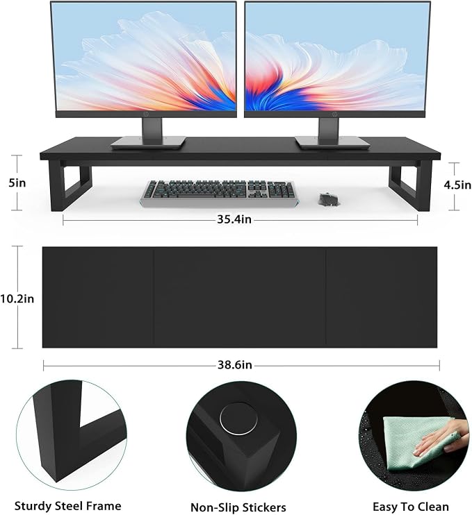YAOHUOO Dual Monitor Stand Riser, 39Inch Large Monitor Stands - Image 7