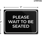 Please Wait to Be Seated Sign 7" x 5" | Small Black Plastic Sign - Image 2