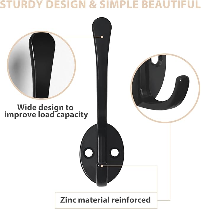 Homanu 10 Pack Coat Hooks Wall Mounted - Image 3