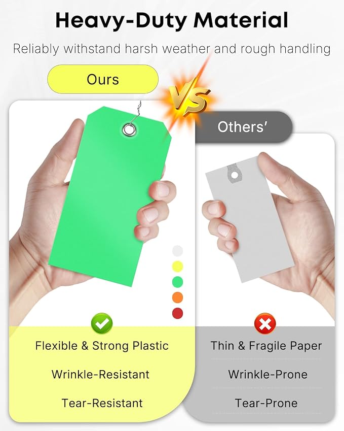 Uniclife 200 Pcs Plastic Tags for Labeling 4 Colors, 4.7"x 2.36" Plastic - Image 3
