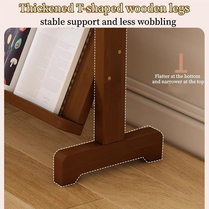 3-Tier Magazine Rack, Floor-Standing Magazine Holder, Bamboo Newspaper Stand - Image 8
