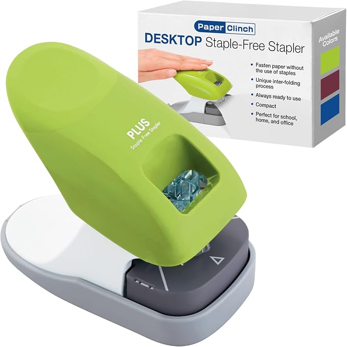 Plus Paper Clinch Desktop Staple-Free Stapler by Plus