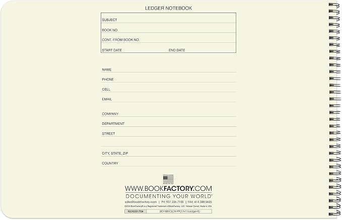 BookFactory Accounting Ledger Notebook/Large 8 Column Accounting Ledger - Image 2