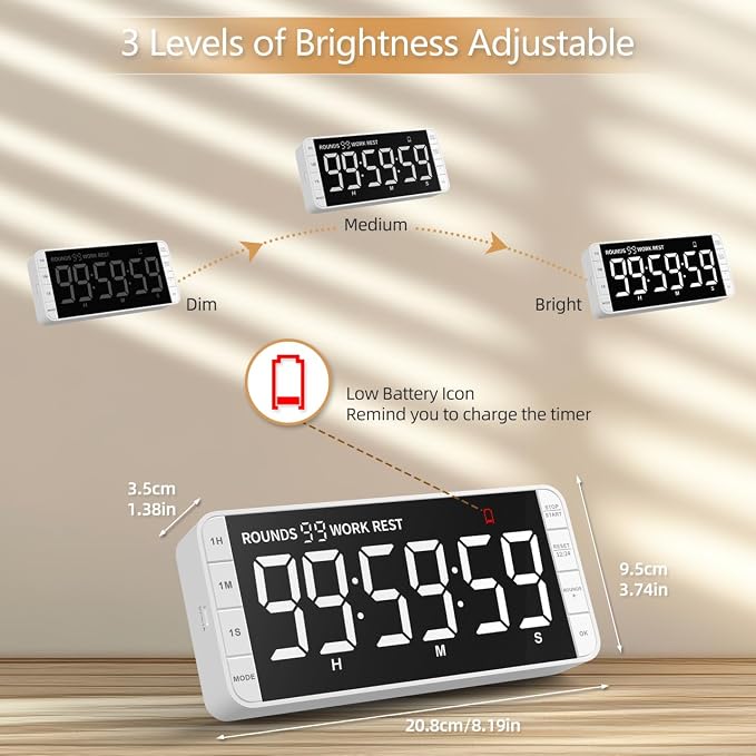 7.8'' Extra Large Rechargeable LED Kitchen Timer - Image 5