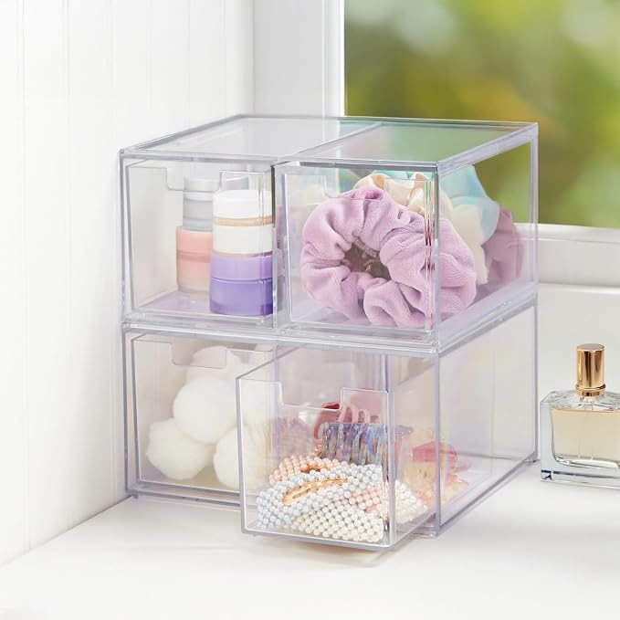 STORi Chloe Space-Saving Clear Drawer Organizer Sort Office, Beauty Supplies - Image 9