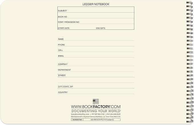 BookFactory Accounting Ledger Notebook/Large 3 Column Accounting Ledger - Image 2