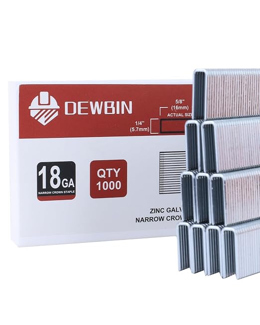DEWBIN 18 Gauge Narrow Crown Staples, 1000 Cts 5/8-Inch 18GA Heavy Duty by DEWBIN