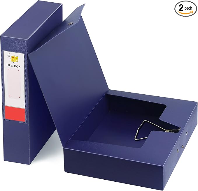 HUA JIE 2 Pack A4 Storage File Boxes Archives Case, 65mm Spine, Box File by HUA+JIE