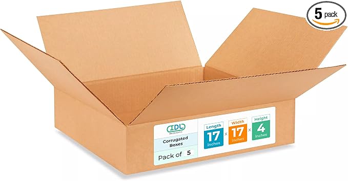 Medium Shipping & Moving Boxes 17 x 17 x 4 inches by IDLPackaging