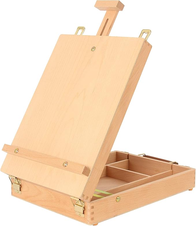 Art Supplies Box Easel Sketchbox Painting Storage Box, Adjust Wood Tabletop by Kuyal