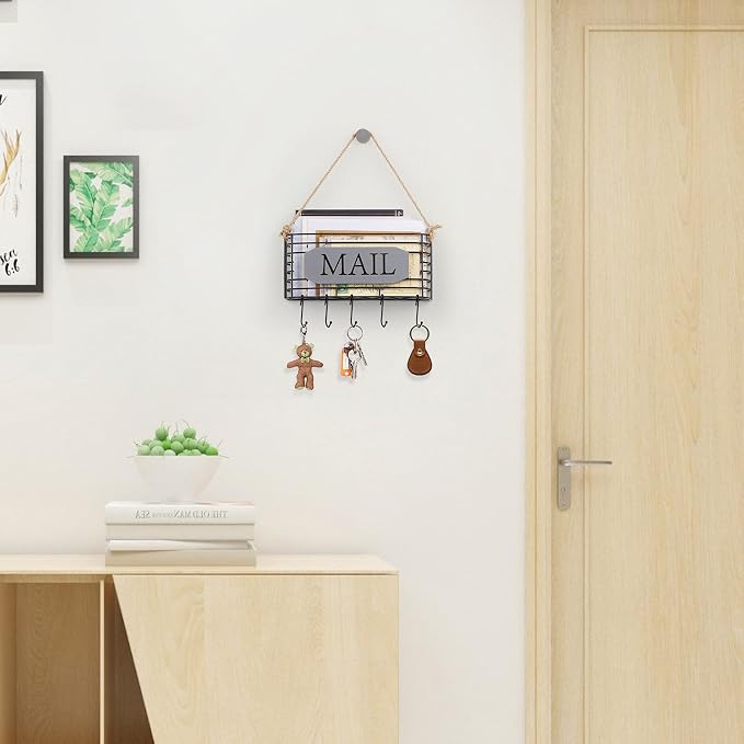 SRIWATANA Mail Holder Wall Mount, Mail Organizer Key Holder - Image 6