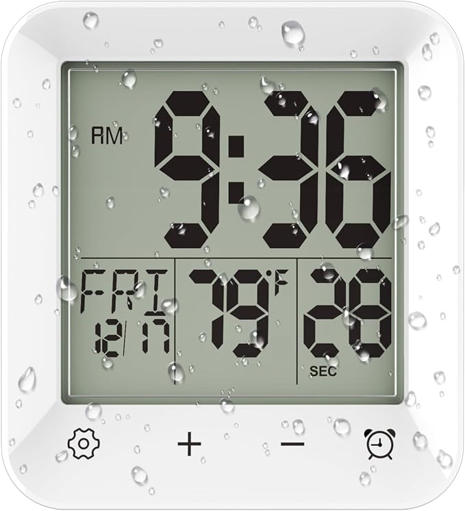 Wisoee Digital Shower Clock Waterproof, Bathroom Wall Clock Timer by Wisoee