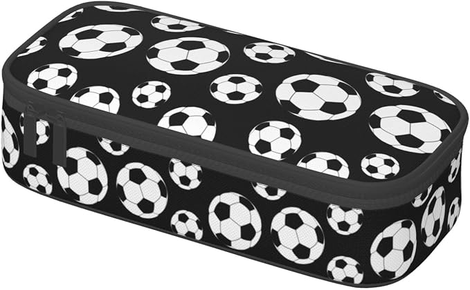 Black And White Soccer Ball Pencil Case Big Capacity Storage Pencil Pouch - Image 3