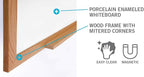 Ghent 4 x 12 Porcelain Magnetic Whiteboard, Wood Frame, 1 Marker, 1 Eraser - Image 3