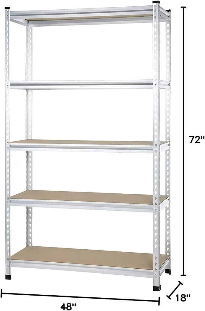 Amazon Basics 5 tier, Medium Duty Storage Shelving Double Post Press Board Shelf - Image 7