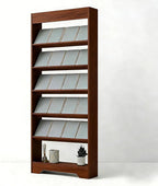 LHIUGE 6-Layer Brochure Display Rack, Freestanding Wooden Magazine Rack by LHIUGE
