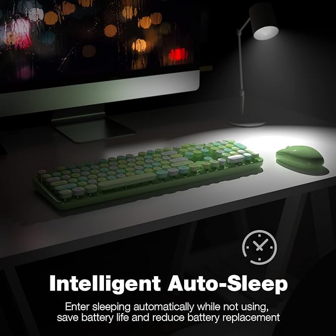 MOFII Wireless Keyboard and Mouse Combo, 2.4GHz Retro Full Size Typewriter - Image 4