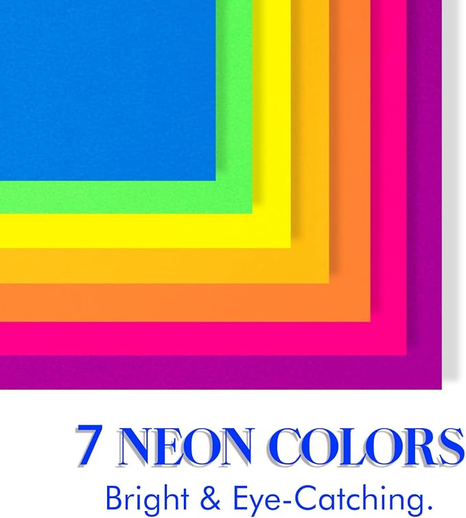 Index Cards 301-Count 3x5 Inch, 178GSM Heavyweight Set of 7 Fluorescent Colors - Image 2