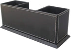 KINGFOM Office Supplies Desk Organizer PU Leather Storage Box 4 Divided - Image 9