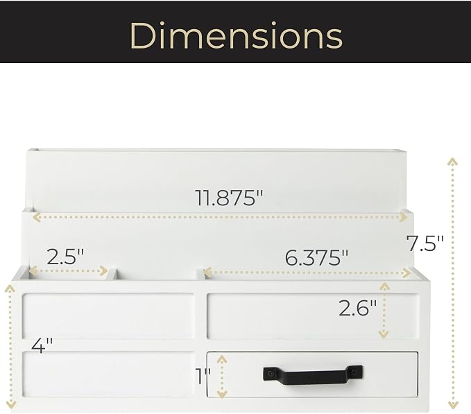 BLU MONACO | White Desktop Organizer - Image 6