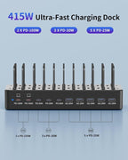 415W Charging Station for Multiple Devices, 10-Port USB C Fast Charger Station - Image 3