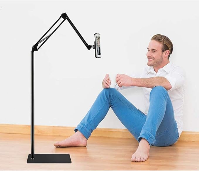 Tablet Floor Stand with 5LB Metal Base, Overhead Bed Phone Stand Angle Height - Image 5