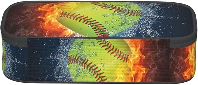 Softball Ball Pencil Case Big Capacity Storage Pencil Pouch Stationery Bags - Image 4