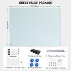 Magnetic Glass Dry Erase White Board Whiteboard Glass Writeboard 40"x60" - Image 4