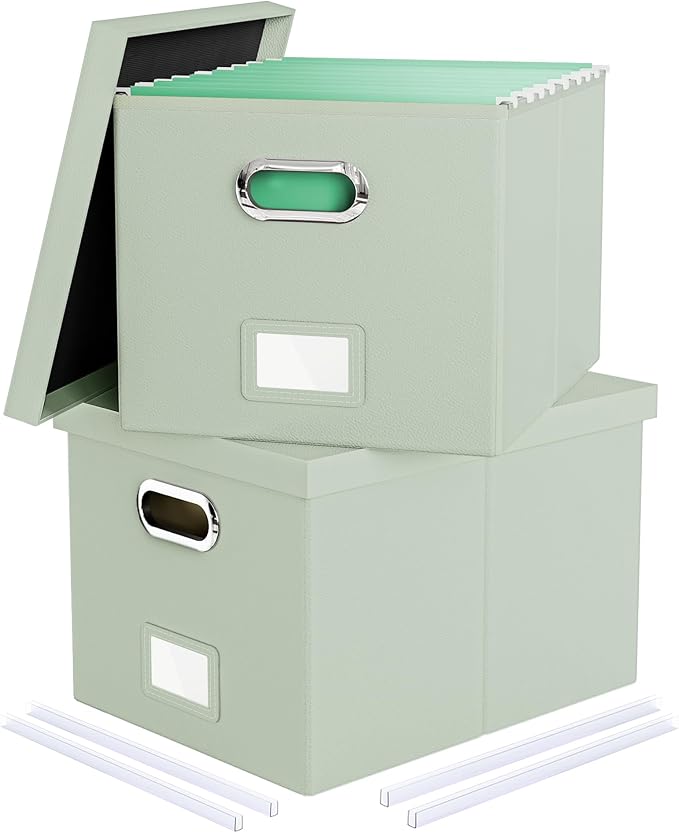 2 Pack File Storage Organizer, Portable File Box by Oterri