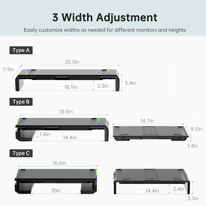 Heymaster Dual Monitor Stand for Desk, Gaming Monitor Riser - Image 4