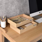 KIRIGEN Wood Desk Organizer Set of 2 Stackable Paper Tray Desktop Document - Image 8