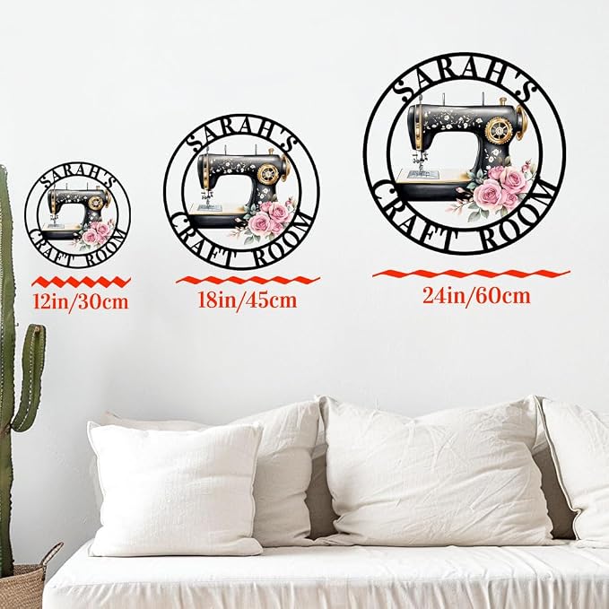 Custom Sewing Machine Metal Sign, Personalized Name Flowers Sewing Sign - Image 5