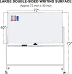Max-officoo Mobile Whiteboard 72"x40" Magnetic Dry Erase White Boards on Wheels - Image 2