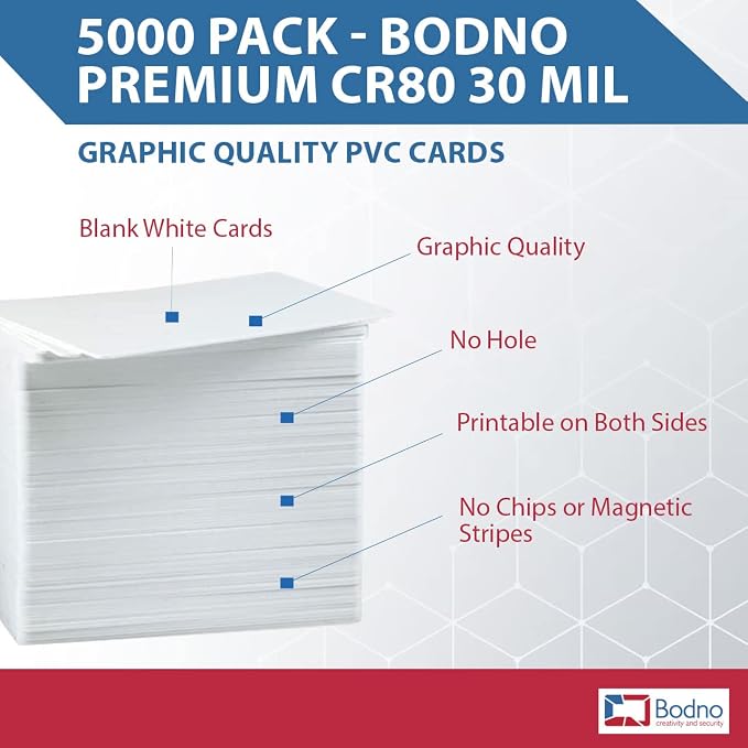 5000 Pack - Bodno Premium CR80 30 Mil Graphic Quality PVC Cards - Image 2