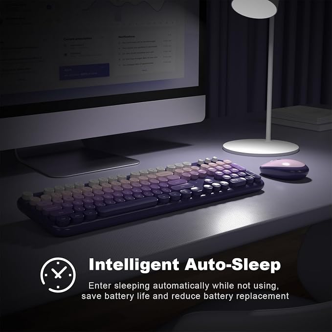 MOFII Wireless Keyboard and Mouse Combo, Full Size 2.4G Retro Round Computer - Image 4