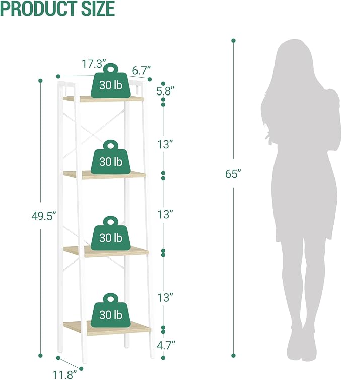 Hzuaneri Ladder Shelf, Bookshelf Bookcase, Freestanding Corner Storage Shelve - Image 2