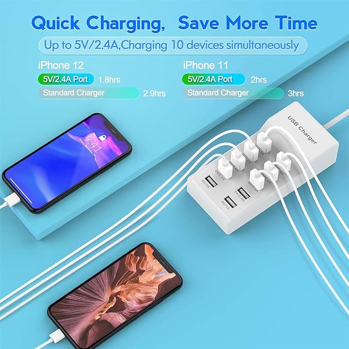 10-Port USB Wall Charger Station - Image 2