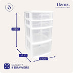 HOMZ Drawer Tower, 4-Tier Clear Plastic Storage Organizer Cart, and Classroom - Image 3