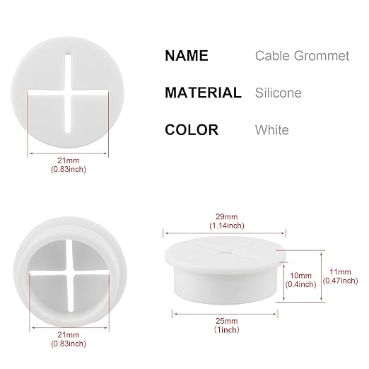 Desk Grommet, 1 Inch Flexible Rubber Grommets, Silicone Cable Cord Grommet Wire - Image 2