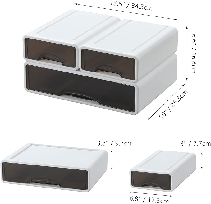 OSteed White Desktop Drawers for Paper, Stackable Office Storage Drawers for - Image 3